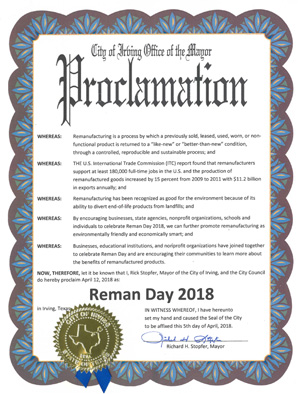Remanufacturing Day proclamation